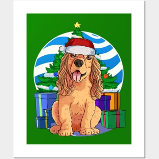 Cocker Spaniel Cute Santa Christmas Gift Posters and Art